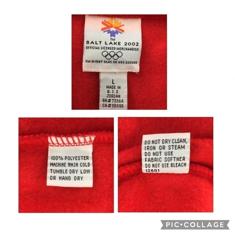 Olympics Salt Lake 2002 Red Sleeveless Full Zip Warm Fleece Vest Mens Sz L